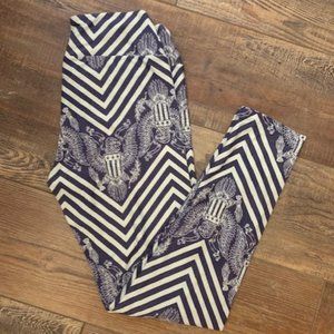 Lula Roe Womens Leggings One Size sz 2-10 Blue Gray Americana Chevron Eagle New